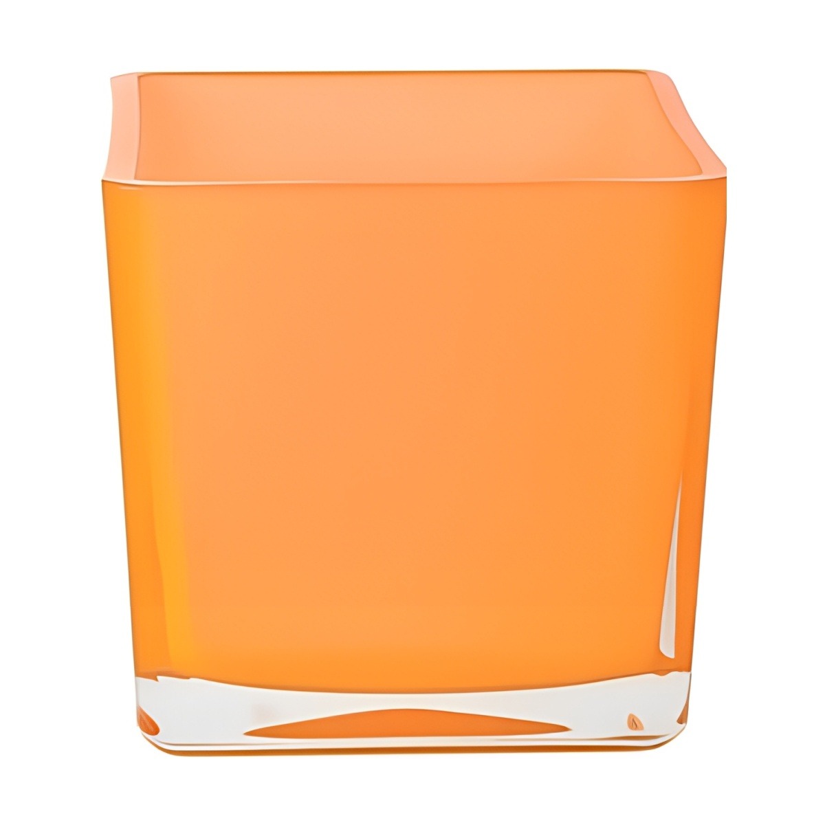 Vase cube carré – Orange, verre coloré