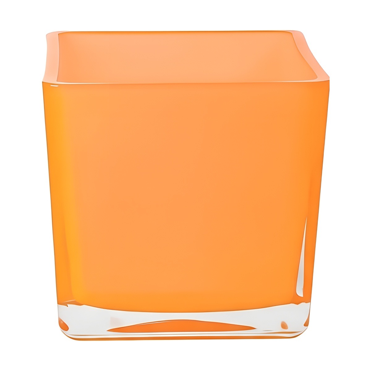 Square Cube Vase – Orange, coloured glass