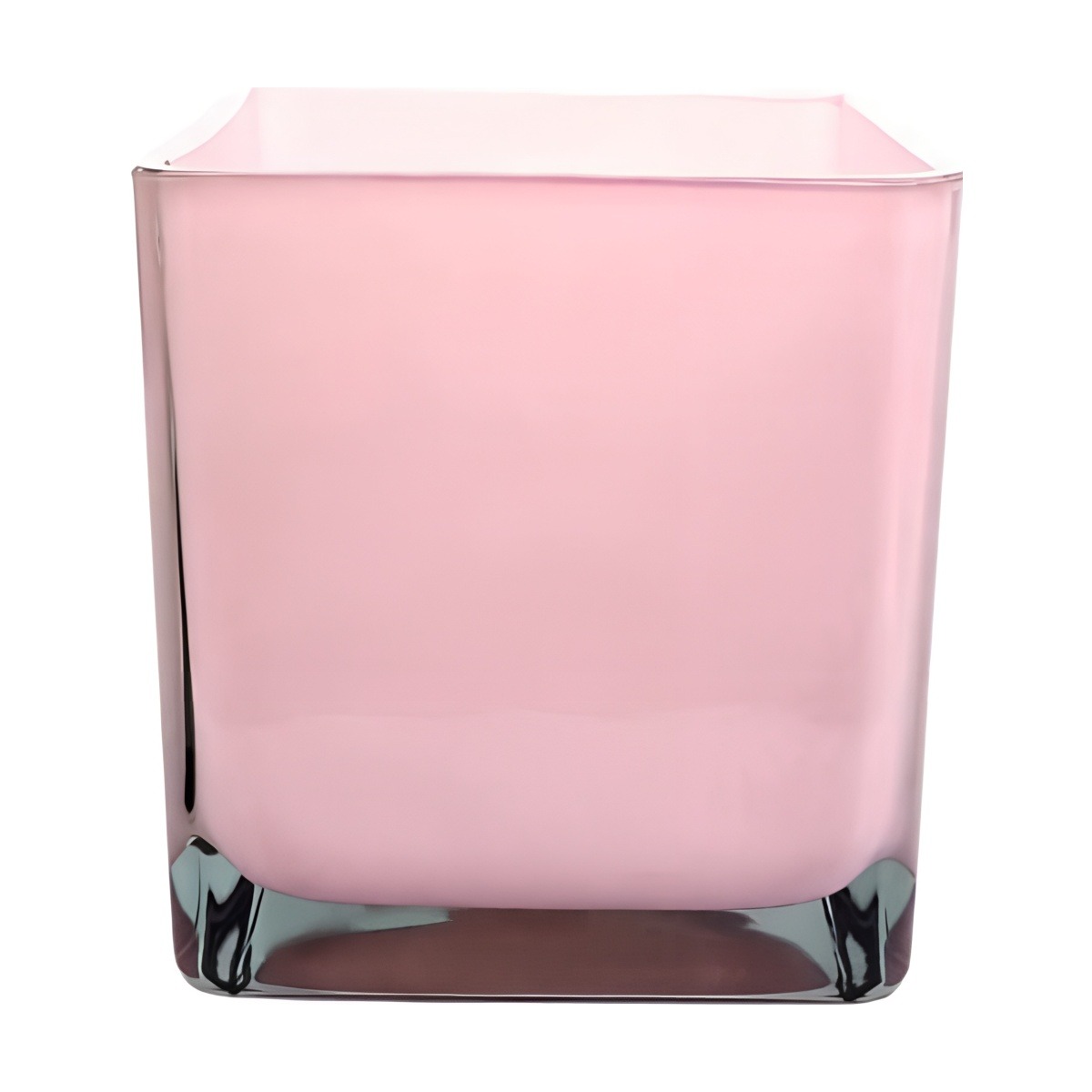 Square Cube Vase – Pink, coloured glass