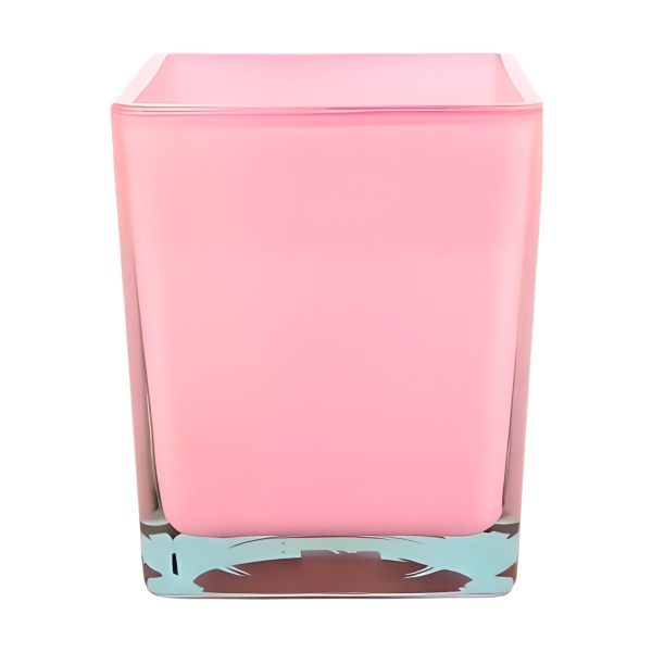 Vase cube carré – Rose, verre coloré