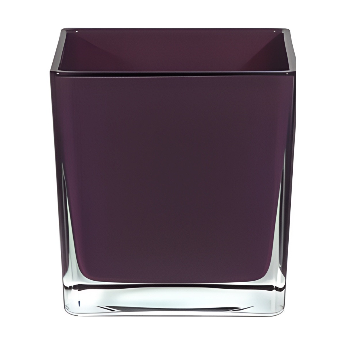 Square Cube Vase – Plum, coloured glass