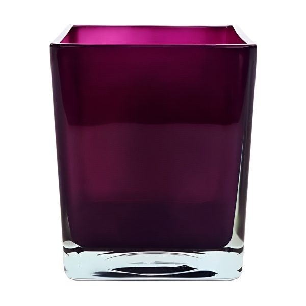 Vase cube carré – Prune, verre coloré