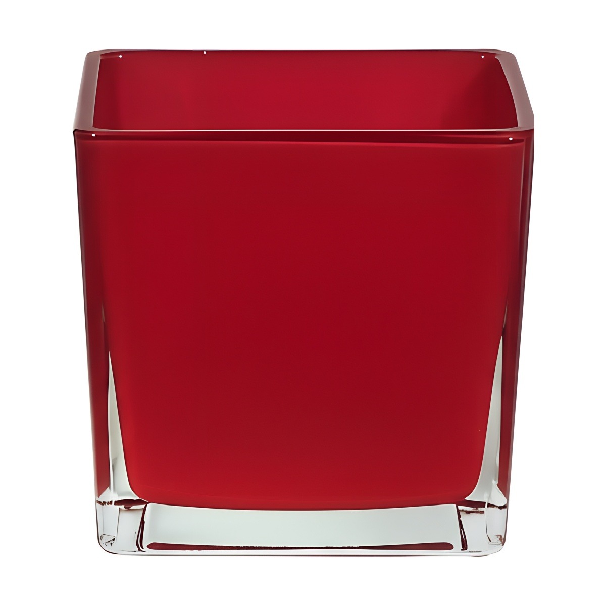 Square Cube Vase – Red Thick Glass, coloured glass