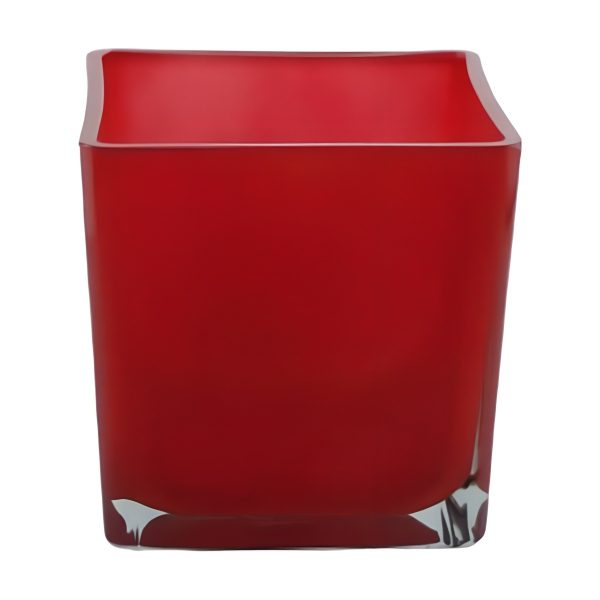 Square Cube Vase – Red, coloured glass