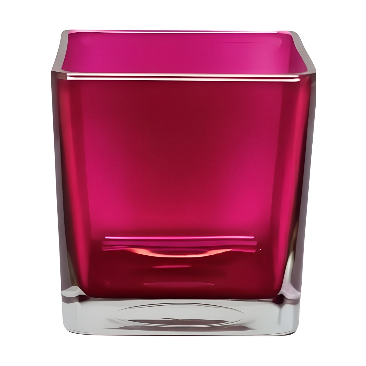 Vase cube carré – Ambre transparent, verre coloré