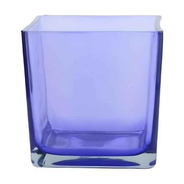 Square Cube Vase – Transparent Violet, coloured glass