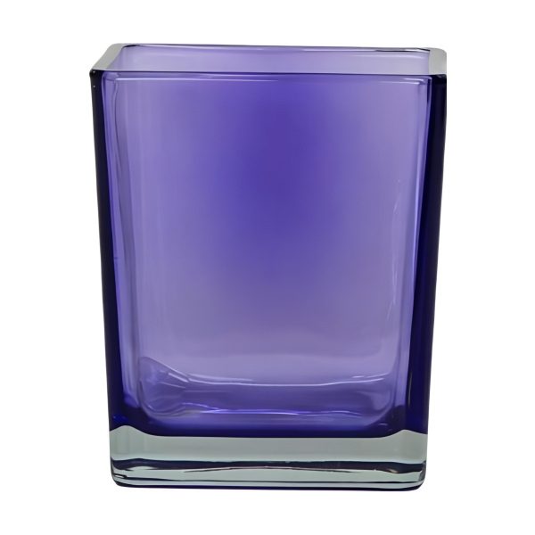 Vase cube carré – Violet transparent, verre coloré