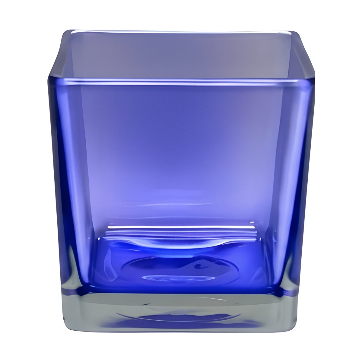 Vase cube carré – Violet transparent, verre coloré