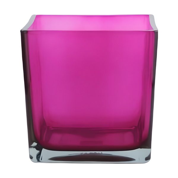 Square Cube Vase – Transparent Wild Berry, coloured glass