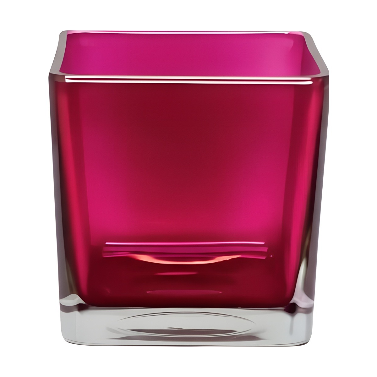 Vase cube carré – Baie Sauvage Transparente, verre coloré