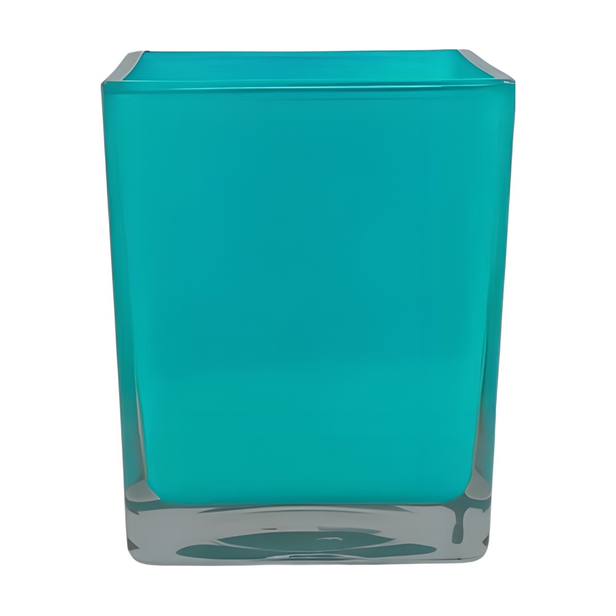 Square Cube Vase – Turquoise, coloured glass