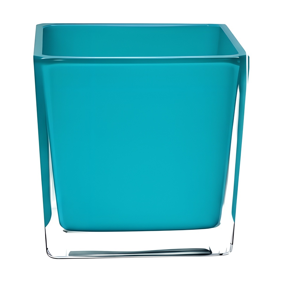 Square Cube Vase – Turquoise, coloured glass