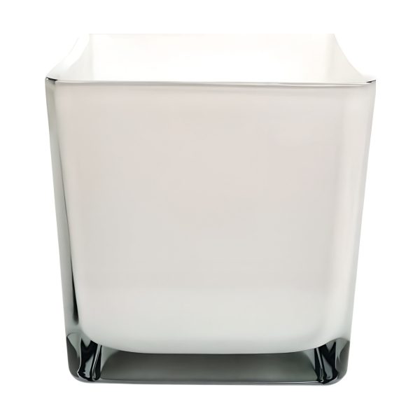 Square Cube Vase – White, coloured glass