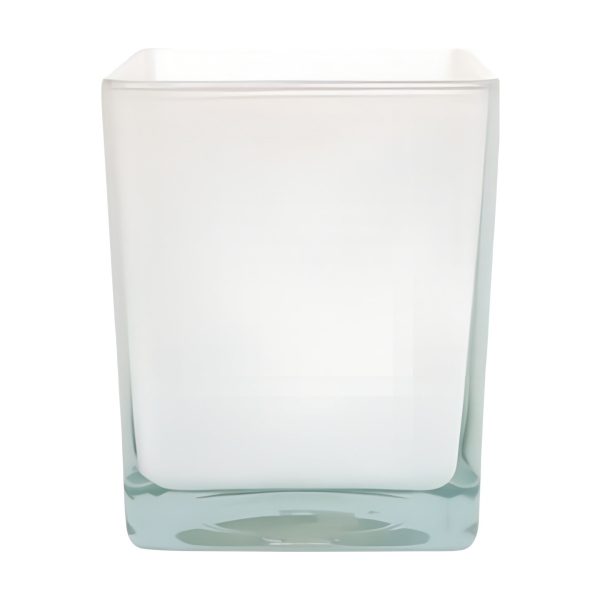 Vase cube carré – Blanc, verre coloré