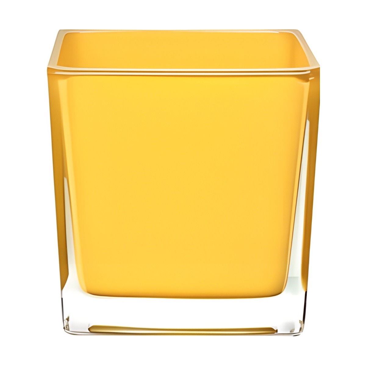 Square Cube Vase – Yellow, coloured glass