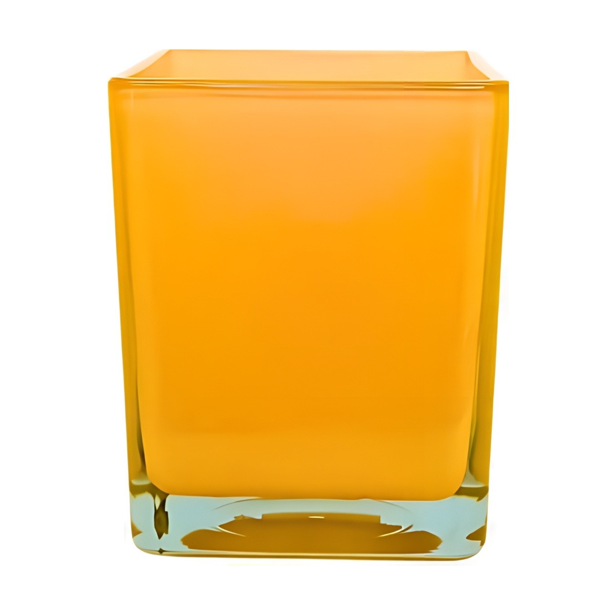 Square Cube Vase – Yellow, coloured glass