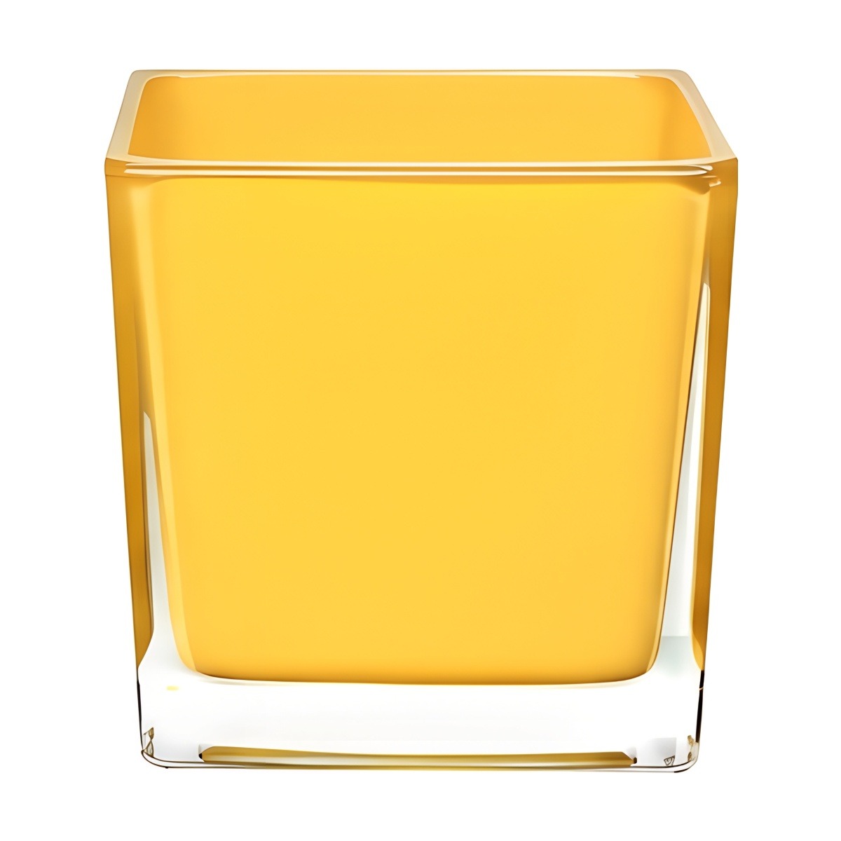Square Cube Vase – Yellow, coloured glass