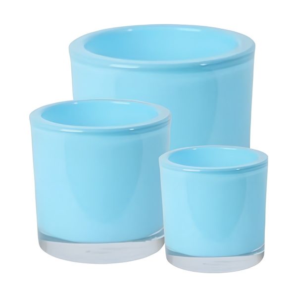 Thick Glass Cylinder Vase – Baby Blue, coloured glass