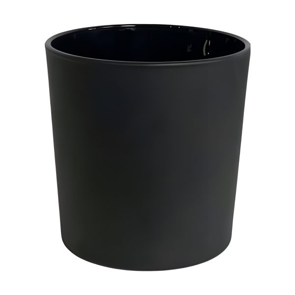 Vase cylindrique en verre épais – Mat noir mat, verre coloré