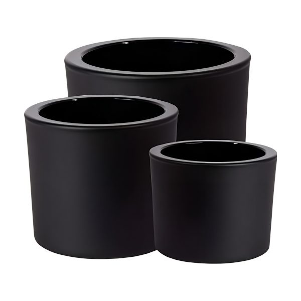 Thick Glass Cylinder Vase – Black Matte, coloured glass