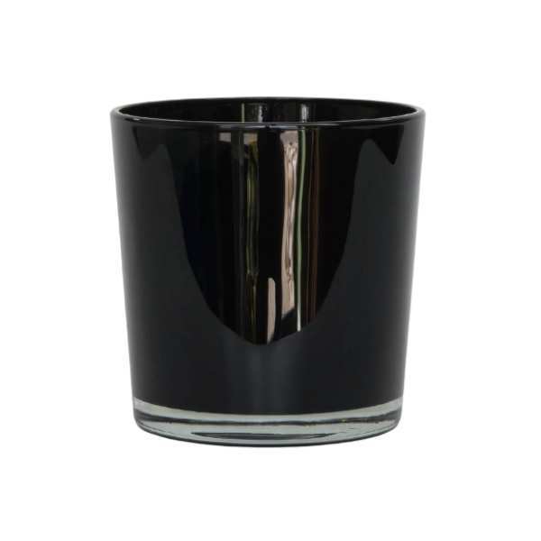 Vase cylindrique en verre épais – Noir, verre coloré