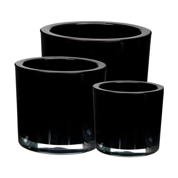 Vase cylindrique en verre épais – Noir, verre coloré