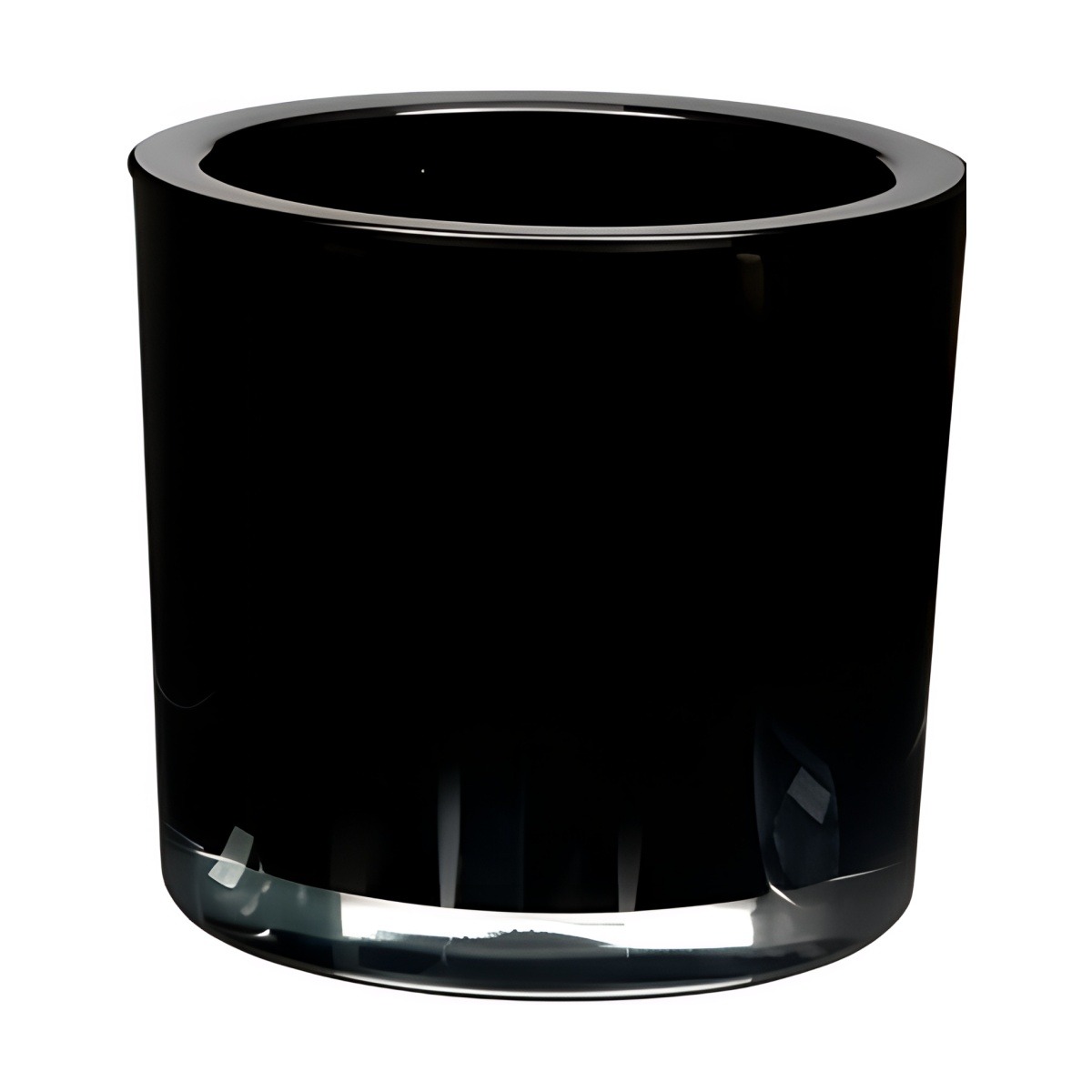 Jarrón cilíndrico de vidrio grueso – Negro, vidrio de color