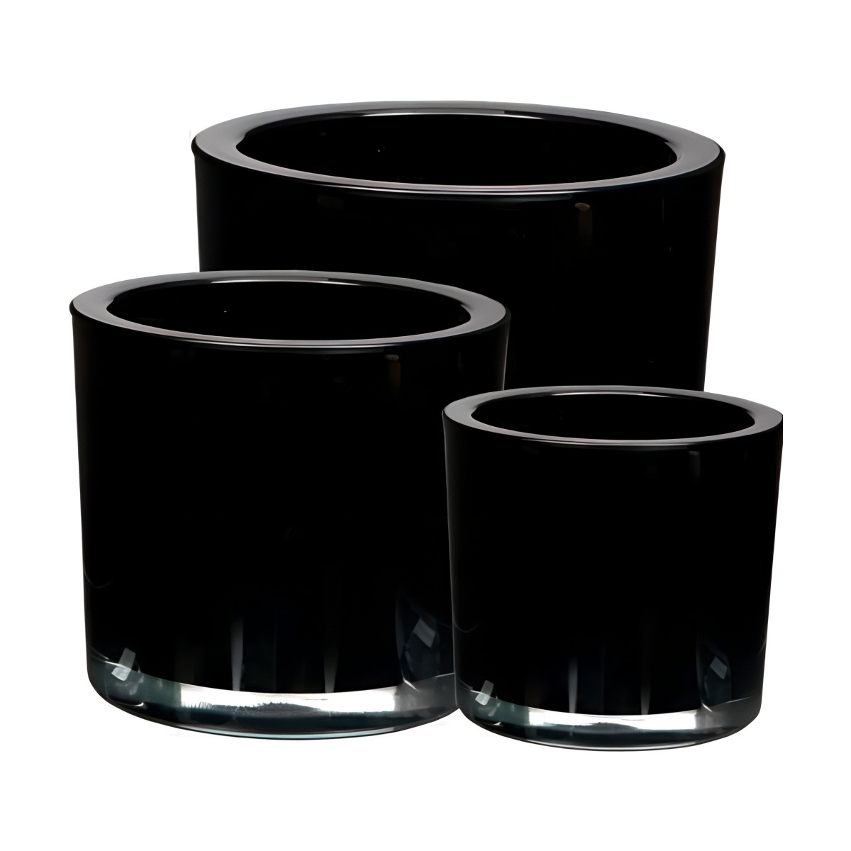 Vase cylindrique en verre épais – Noir, verre coloré