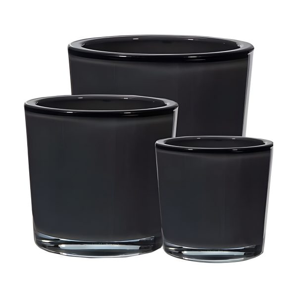 Vase cylindrique en verre épais – Gris foncé, verre coloré