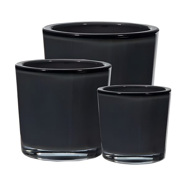 Thick Glass Cylinder Vase – Dark Grey, coloured glass