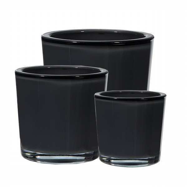 Vase cylindrique en verre épais – Gris foncé, verre coloré