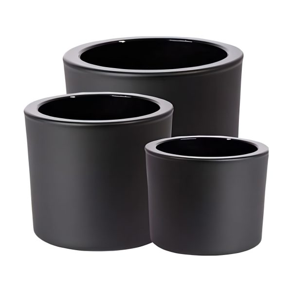 Vase cylindrique en verre épais – Gris mat, verre coloré