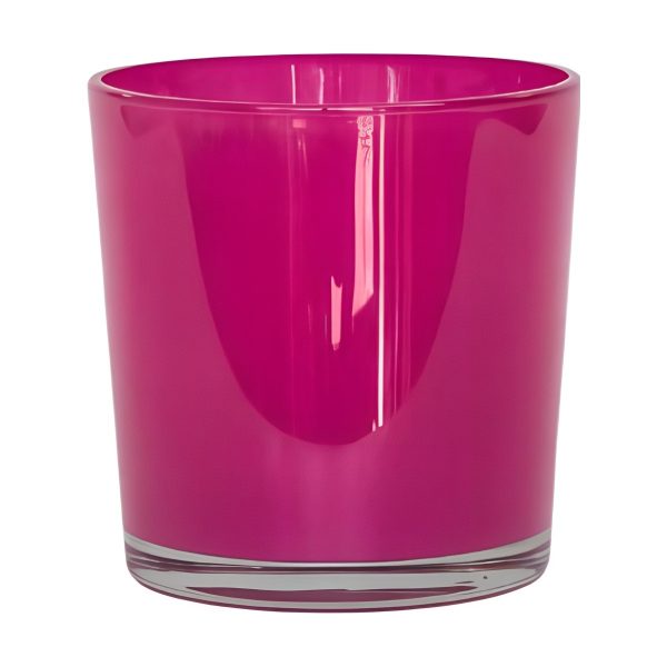 Vase cylindrique en verre épais – Rose vif, verre coloré
