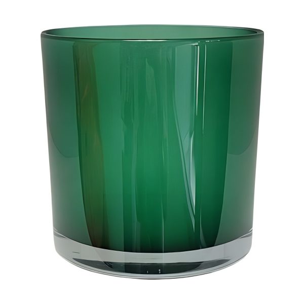 Vase cylindrique en verre épais – Vert chasseur, verre coloré