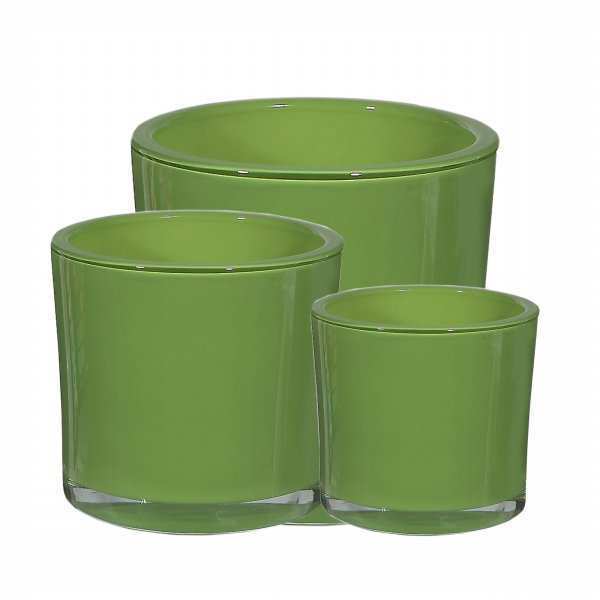 Vase cylindrique en verre épais – Vert citron vert, verre coloré