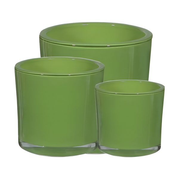 Vase cylindrique en verre épais – Citron vert, verre coloré