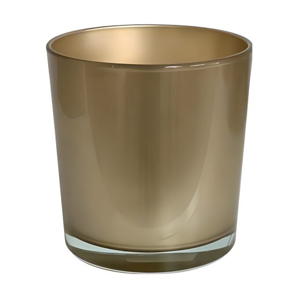 Vase cylindrique en verre épais – Champagne métallique, verre coloré