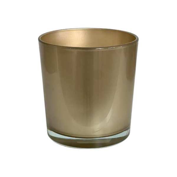 Thick Glass Cylinder Vase – Metallic Champagne, coloured glass
