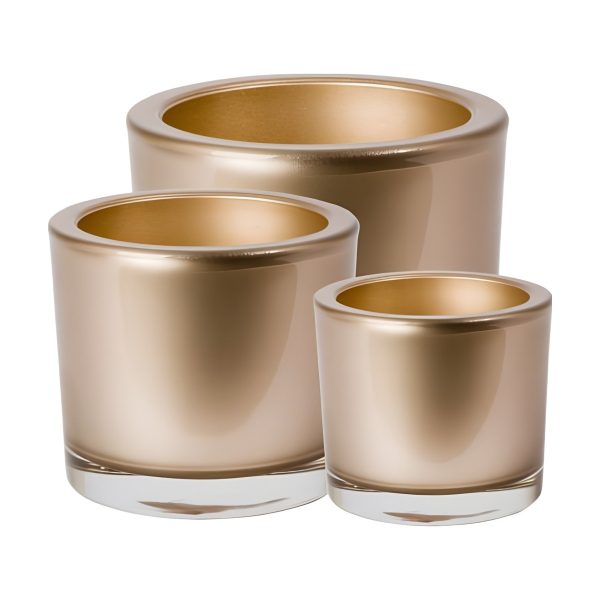 Thick Glass Cylinder Vase – Metallic Champagne, coloured glass