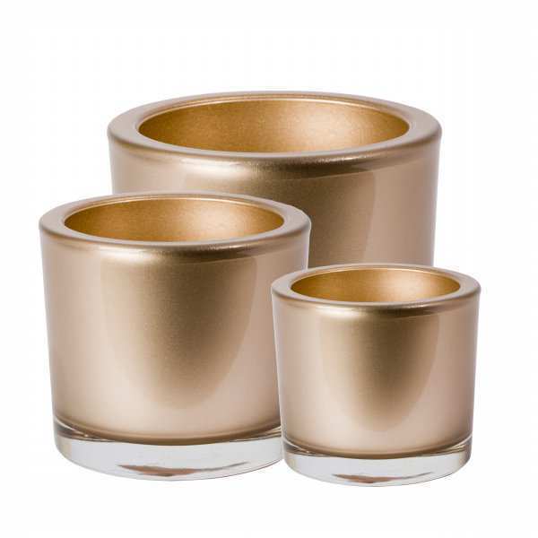 Vase cylindrique en verre épais – Champagne métallique, verre coloré