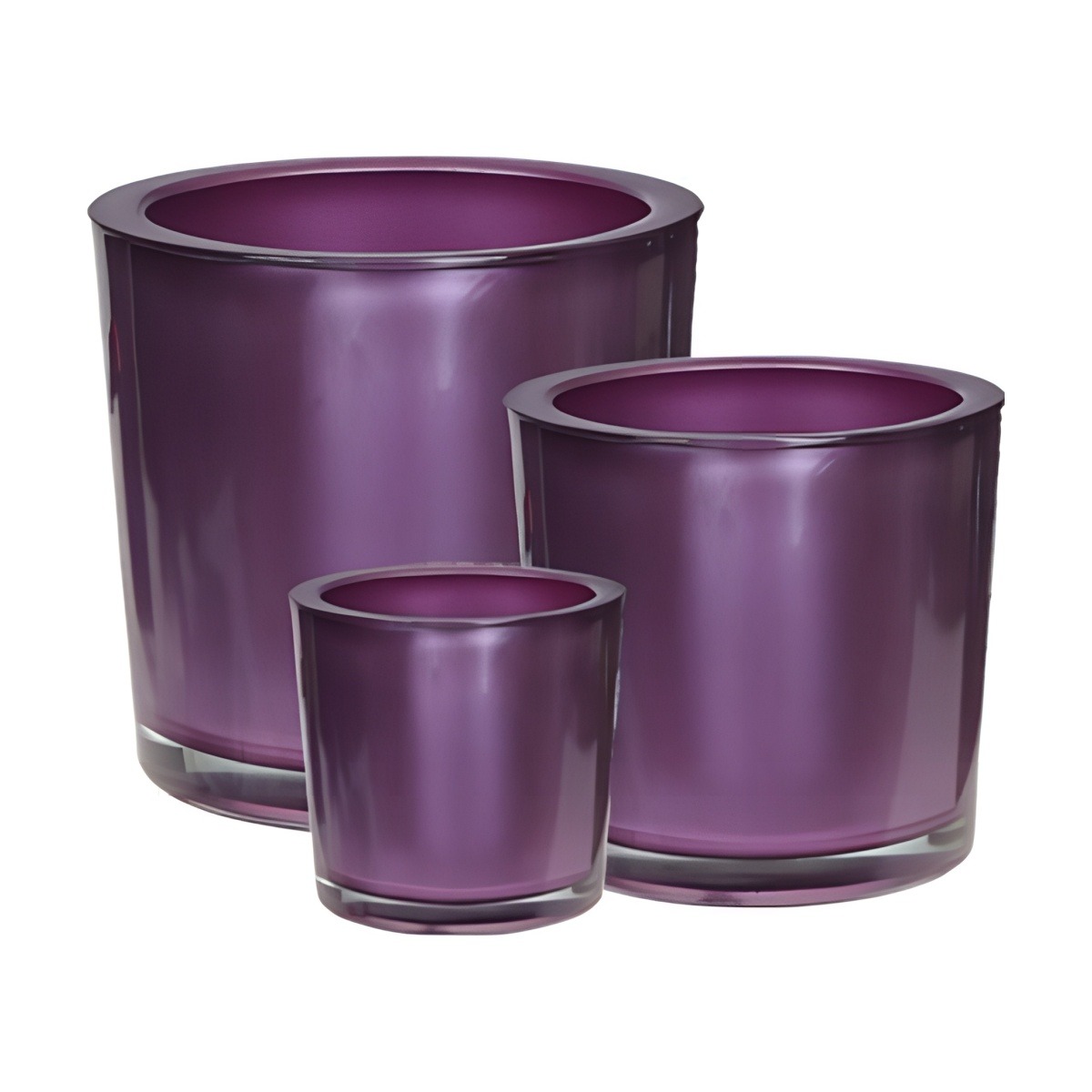 Thick Glass Cylinder Vase – Metallic Purple, coloured glass