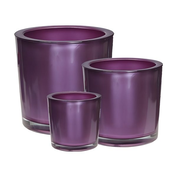 Thick Glass Cylinder Vase – Metallic Purple, coloured glass