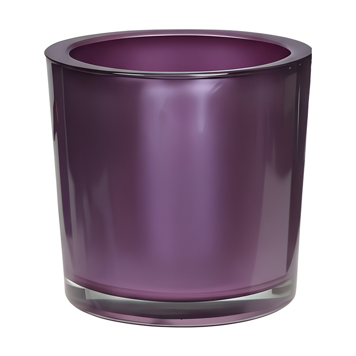Thick Glass Cylinder Vase – Metallic Purple, coloured glass