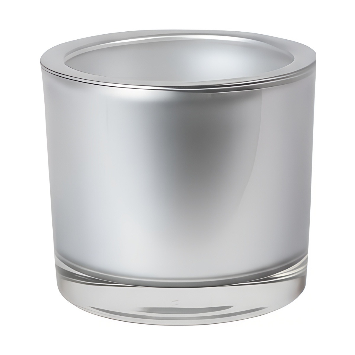 Jarrón cilíndrico de vidrio grueso – Plata Metálico, vidrio de color