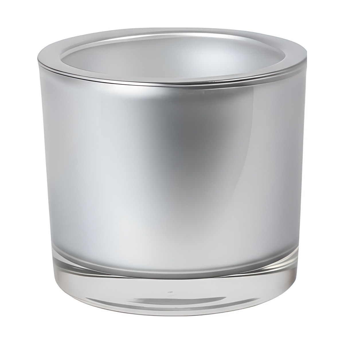 Jarrón cilíndrico de vidrio grueso – Plata Metálico, vidrio de color