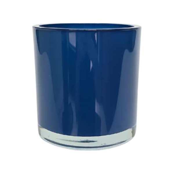 Vase cylindrique en verre épais – Bleu marine, verre coloré