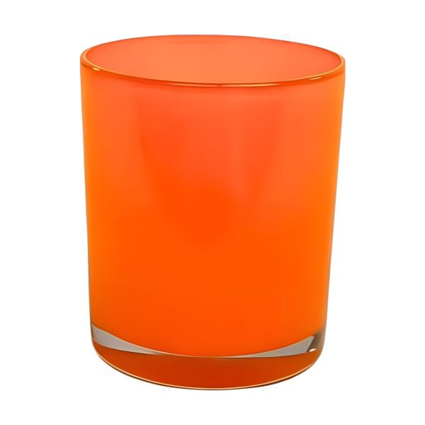 Vase cylindrique en verre épais – Orange, verre coloré
