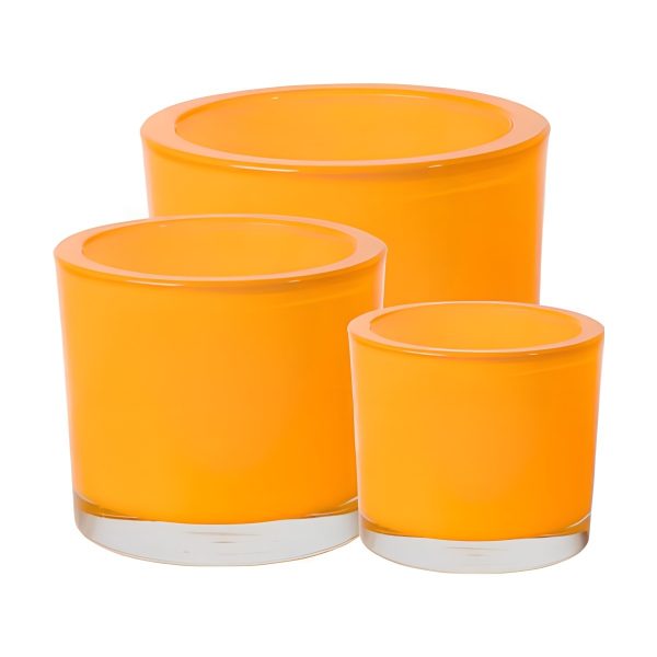 Vase cylindrique en verre épais – Orange, verre coloré