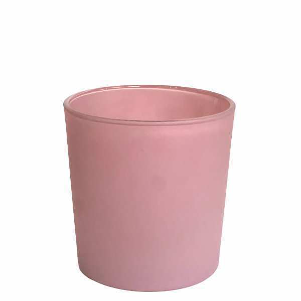 Thick Glass Cylinder Vase – Pink Matte, coloured glass
