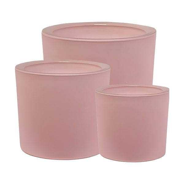 Vase cylindrique en verre épais – Mat rose mat, verre coloré